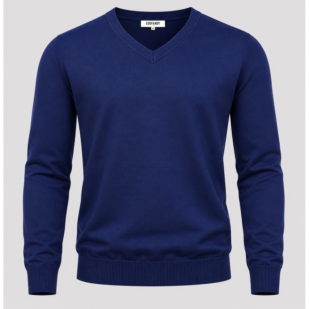 COOFANDY Mens Navy Blue V-Neck Pullover Sweater Size‎ M NWT Business Casual Knit
